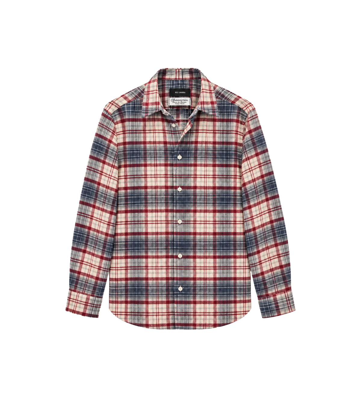 Geruit wollen overhemd beige // rood
