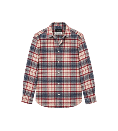 Geruit wollen overhemd beige // rood