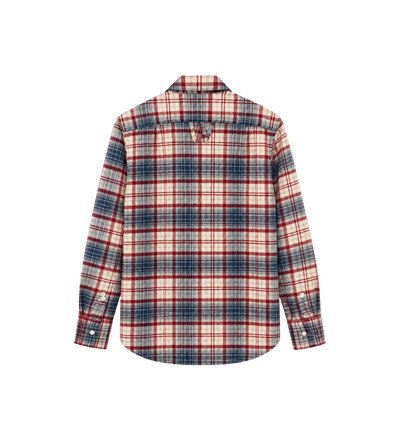 Geruit wollen overhemd beige // rood