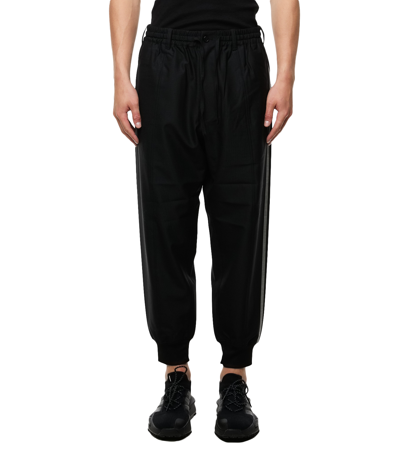 Drawstring Tapered Track Pants Black