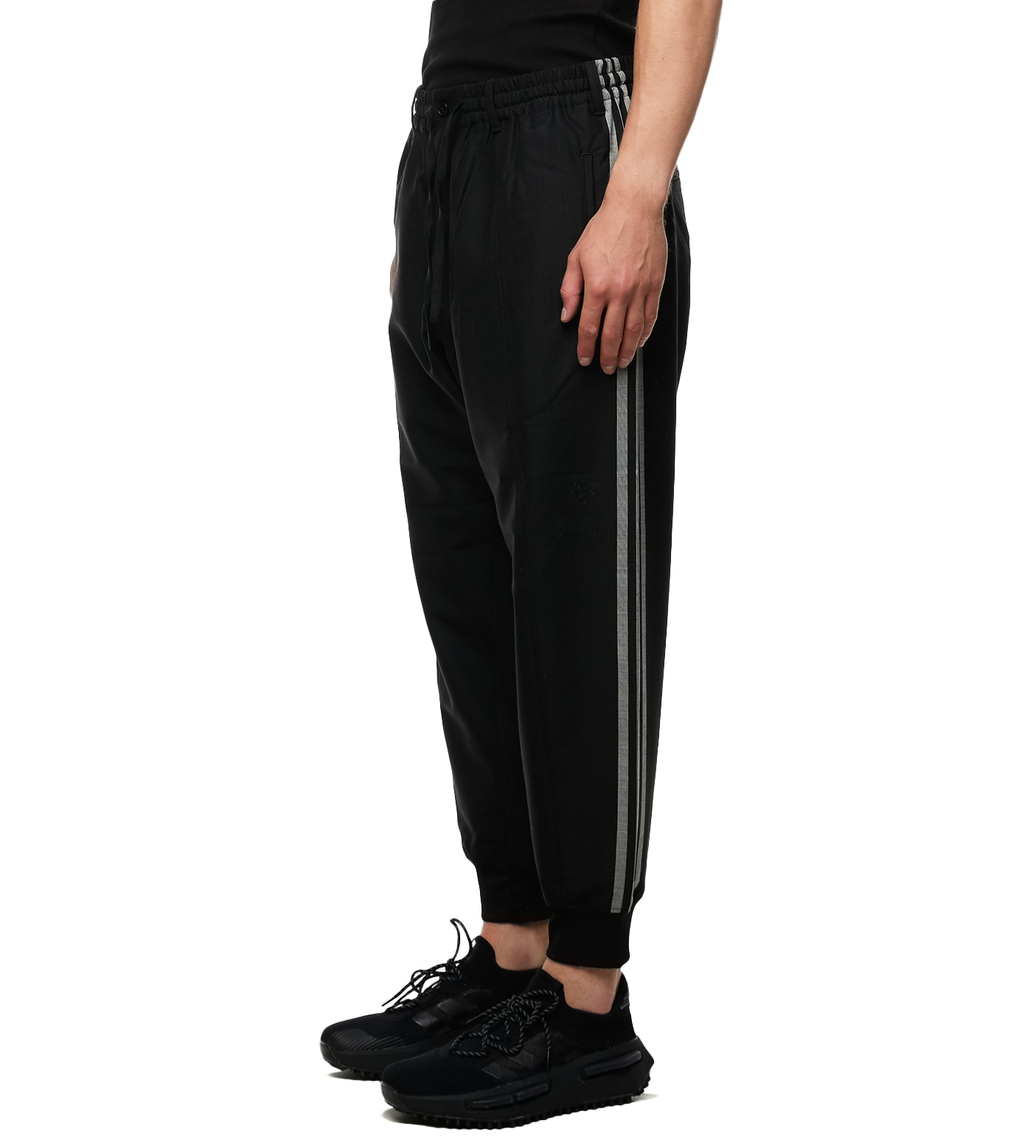 Drawstring Tapered Track Pants Black