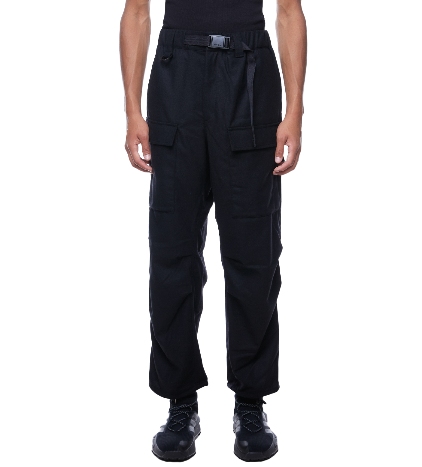 Cropped Cargo Trousers Black