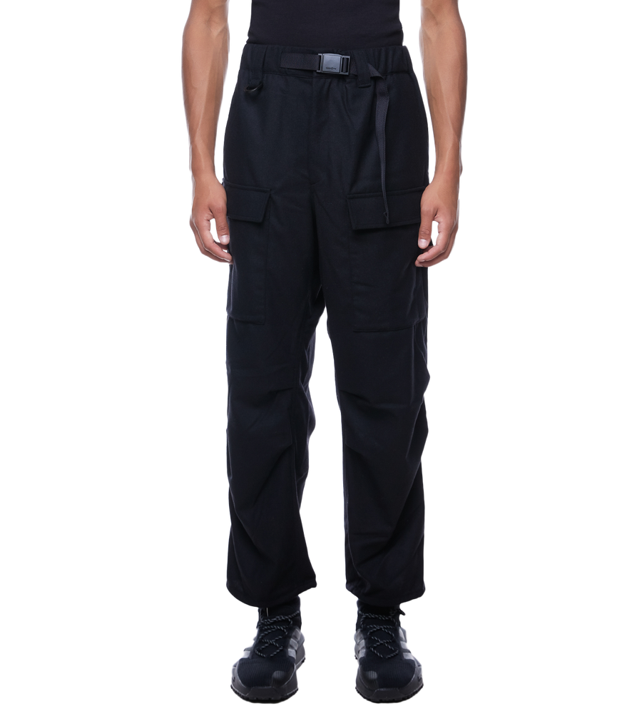 Cropped Cargo Trousers Black
