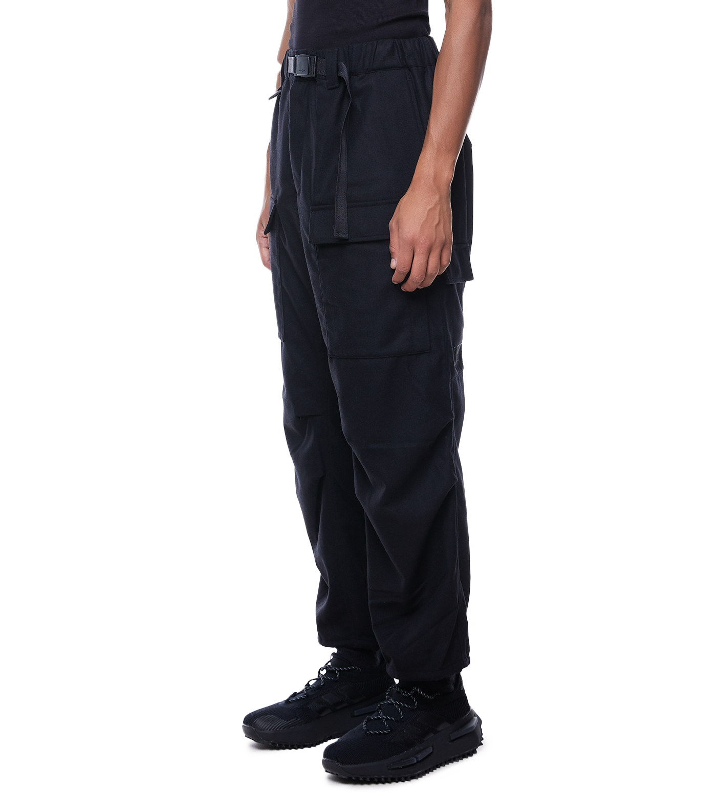 Cropped Cargo Trousers Black