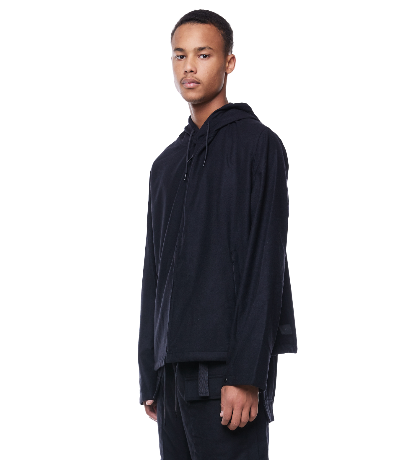Flannel Zip-up Hoodie Black