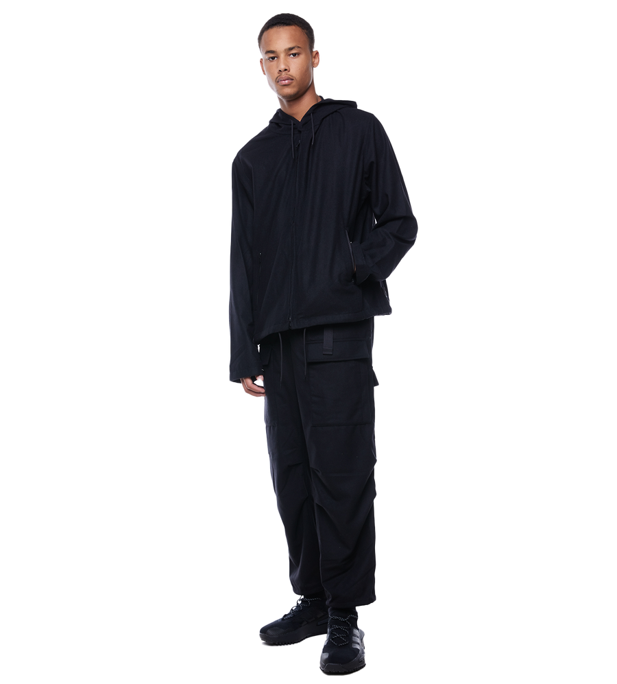 Cropped Cargo Trousers Black