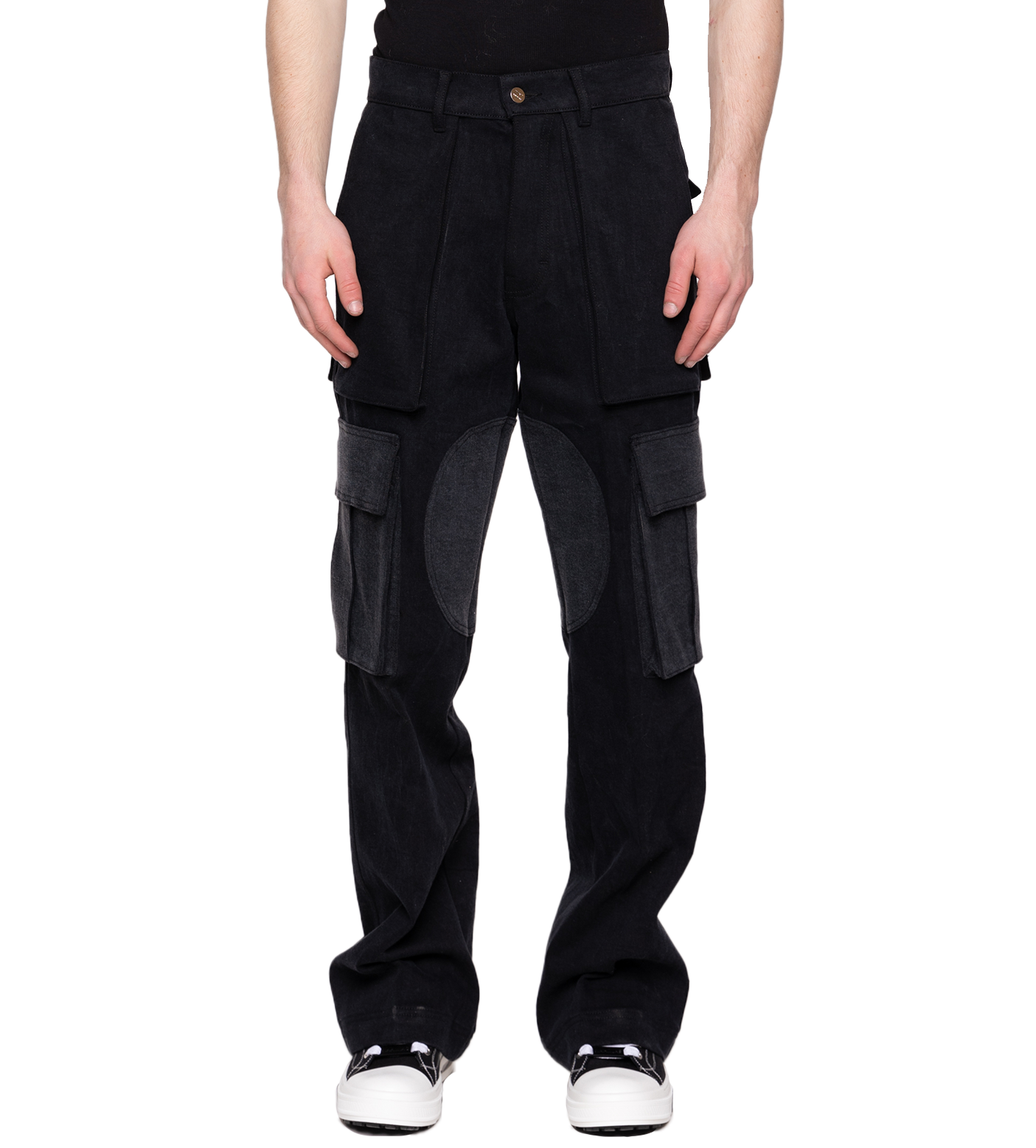 Denim Logo Baggy Cargos Black