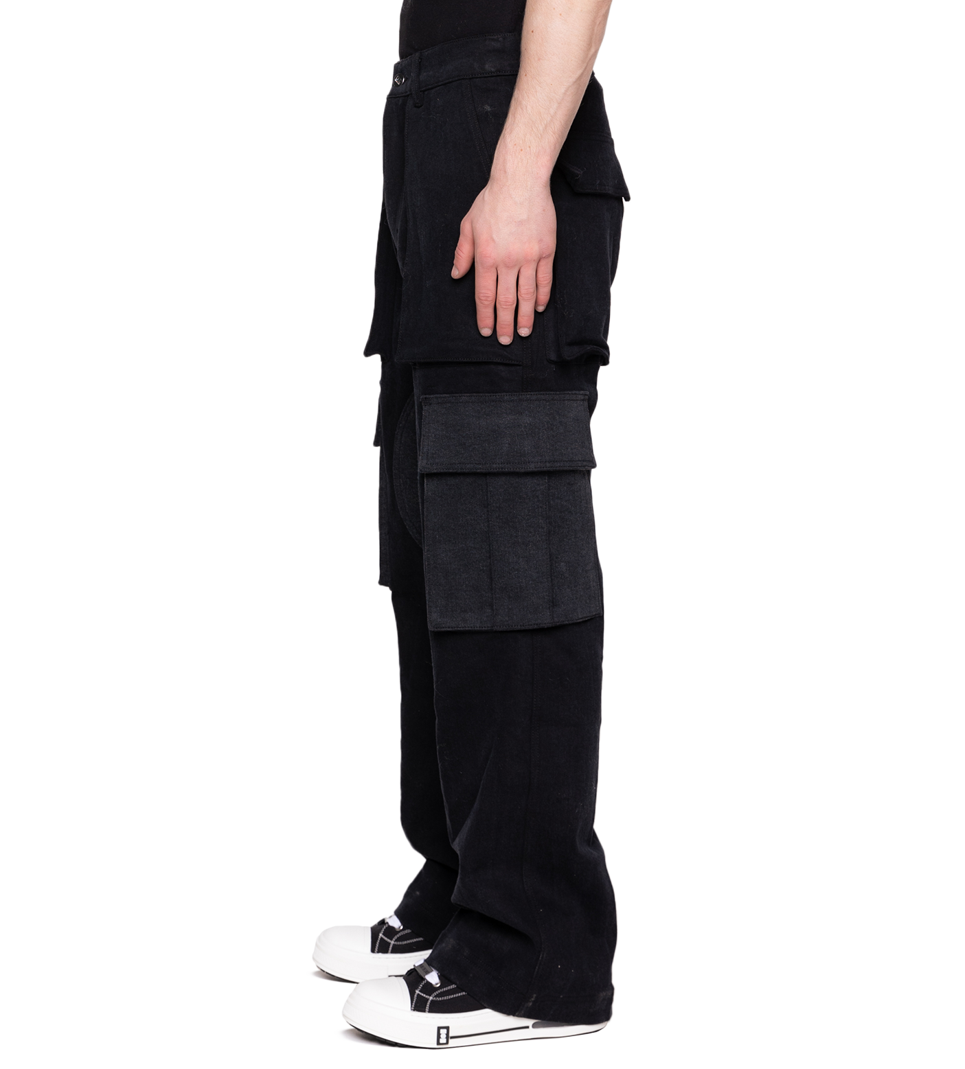 Denim Logo Baggy Cargos Black