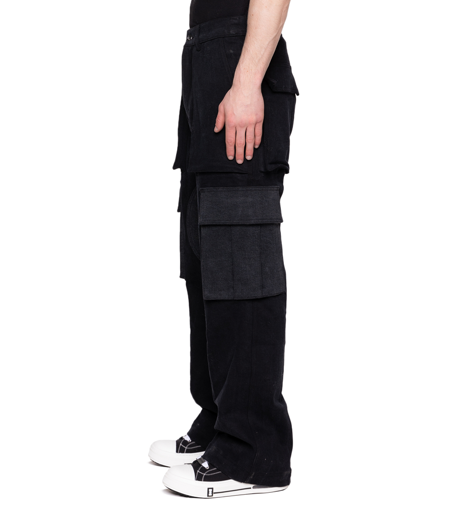 Denim Logo Baggy Cargos Black