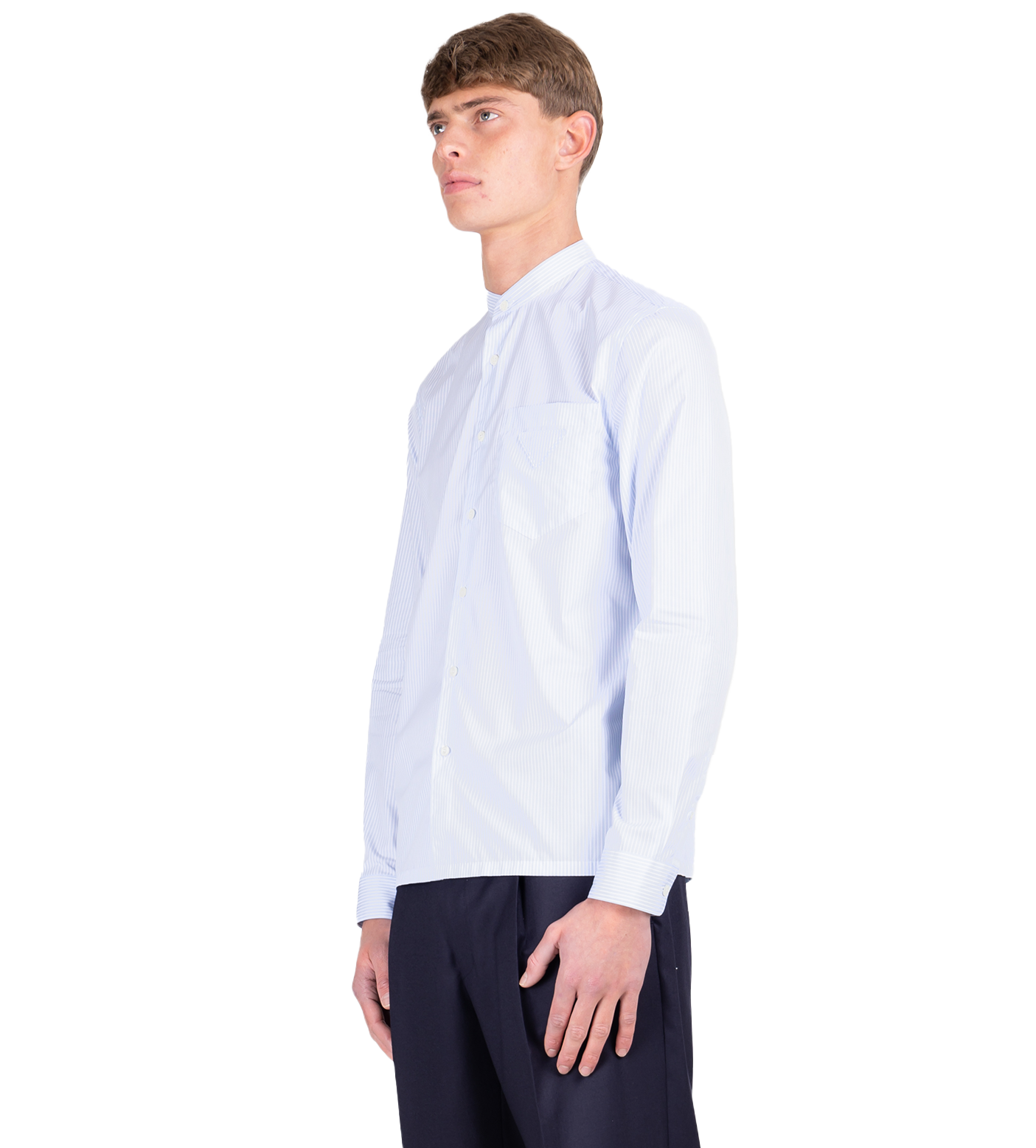 Striped Poplin Shirt Light Blue