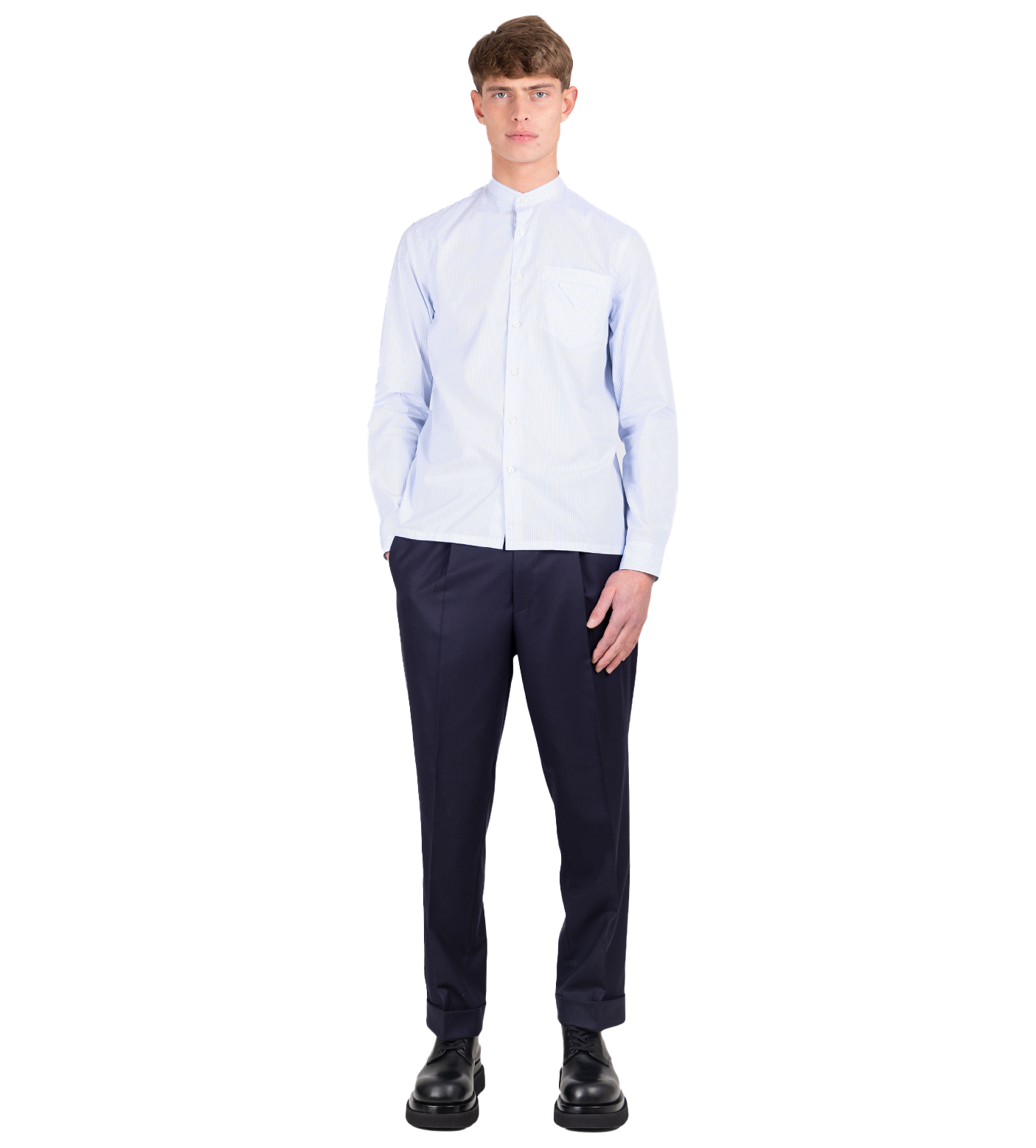 Striped Poplin Shirt Light Blue