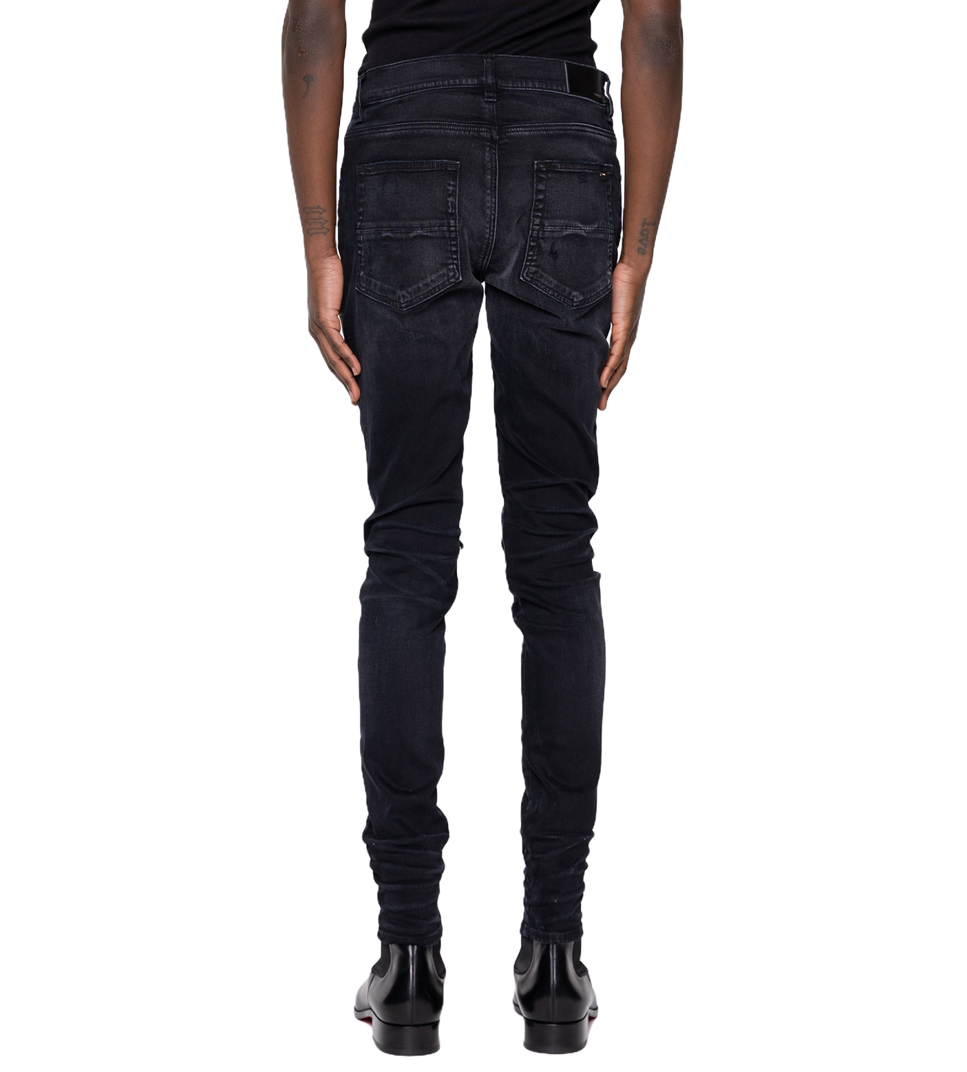 MX1 Bouclé-Trim Skinny Jeans Aged Black