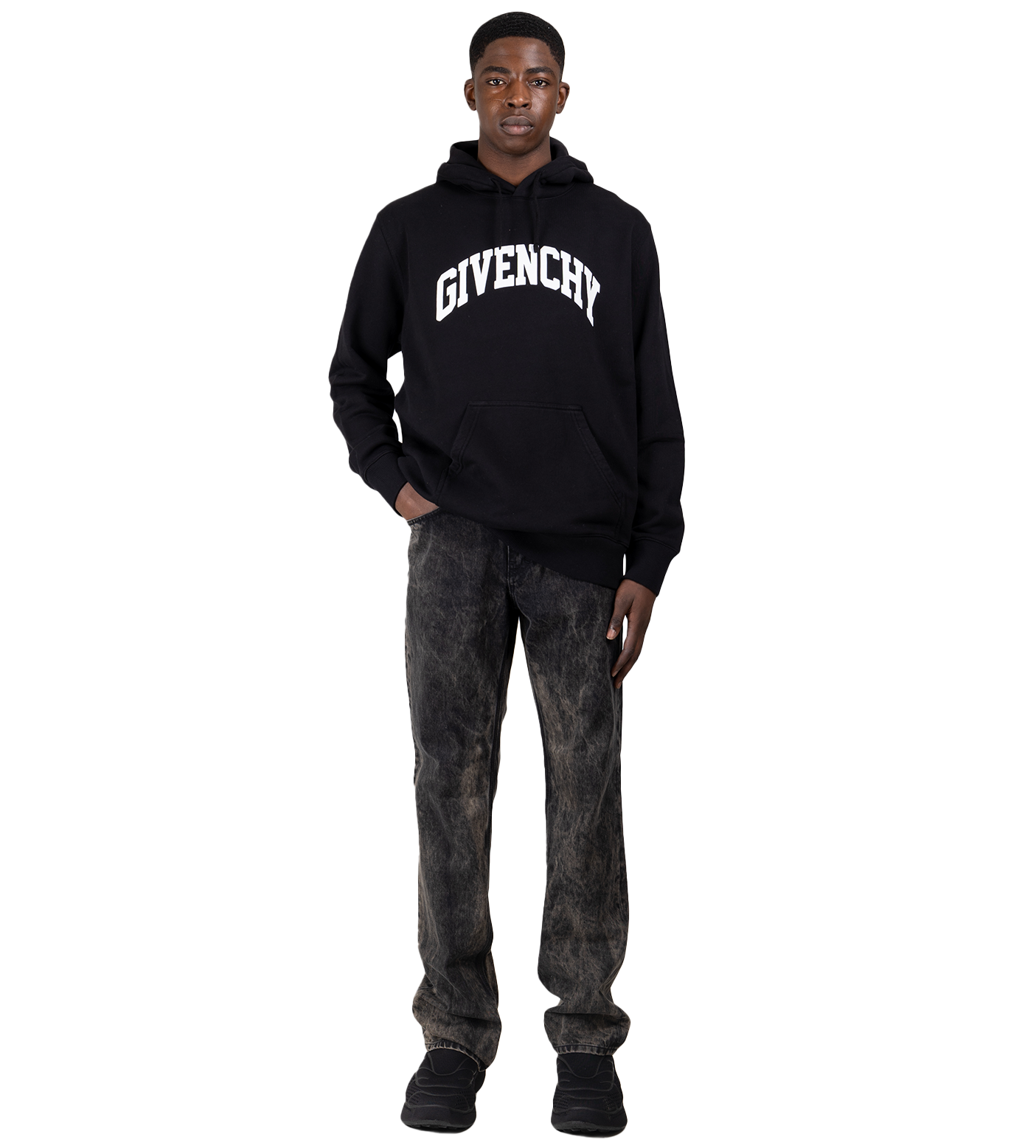 Logo Print Hoodie Black