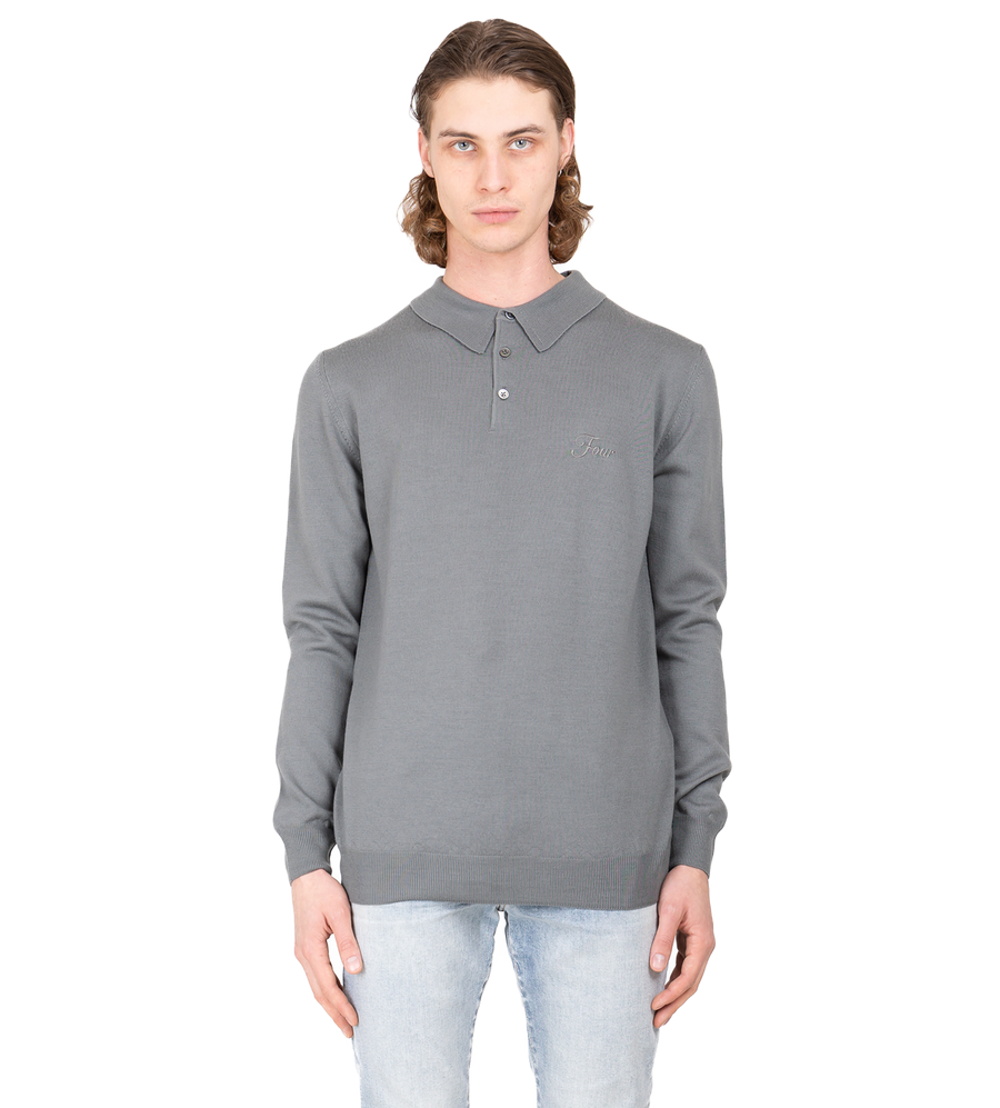 Knitted Polo Castor Grey