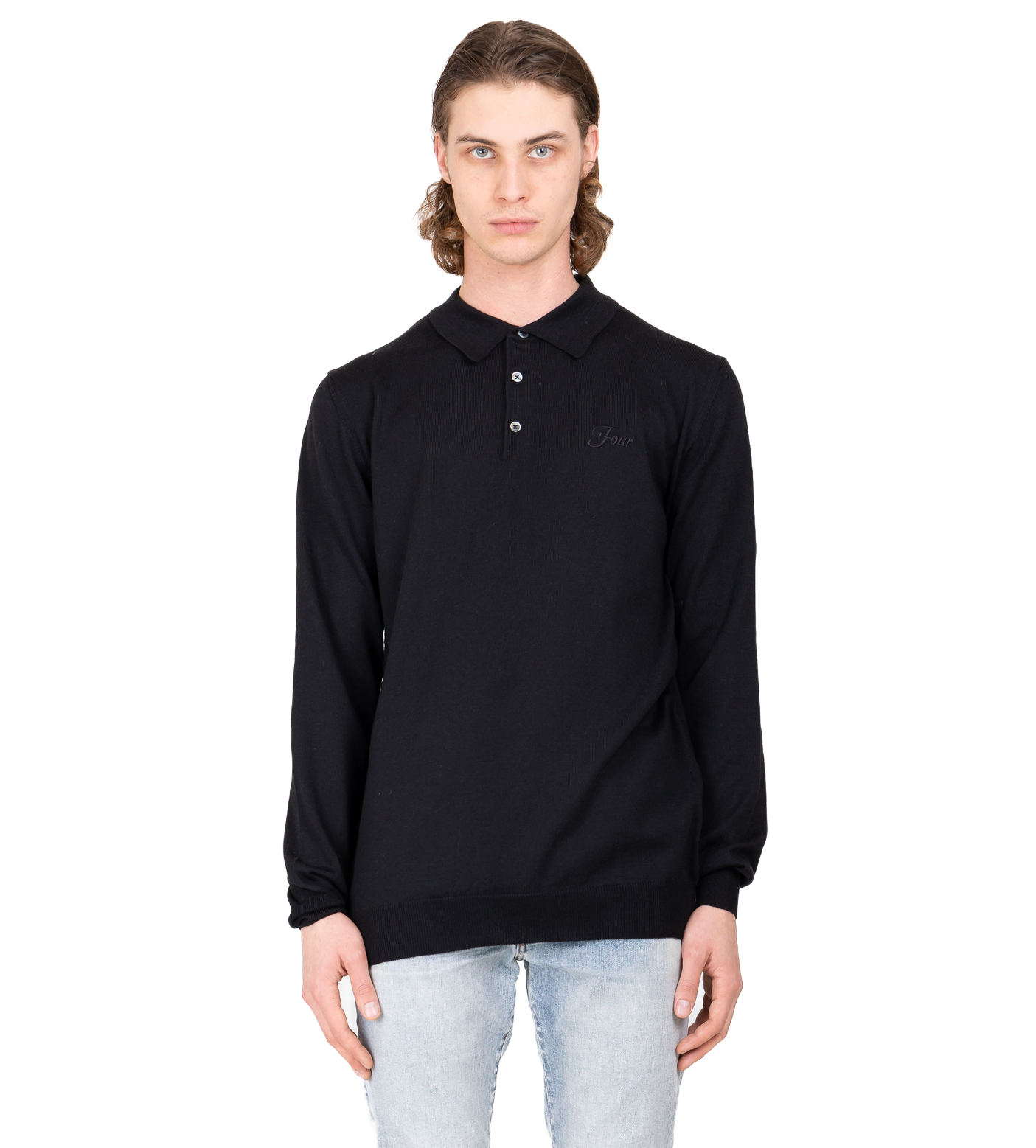 Knitted Polo Black – FOUR Amsterdam