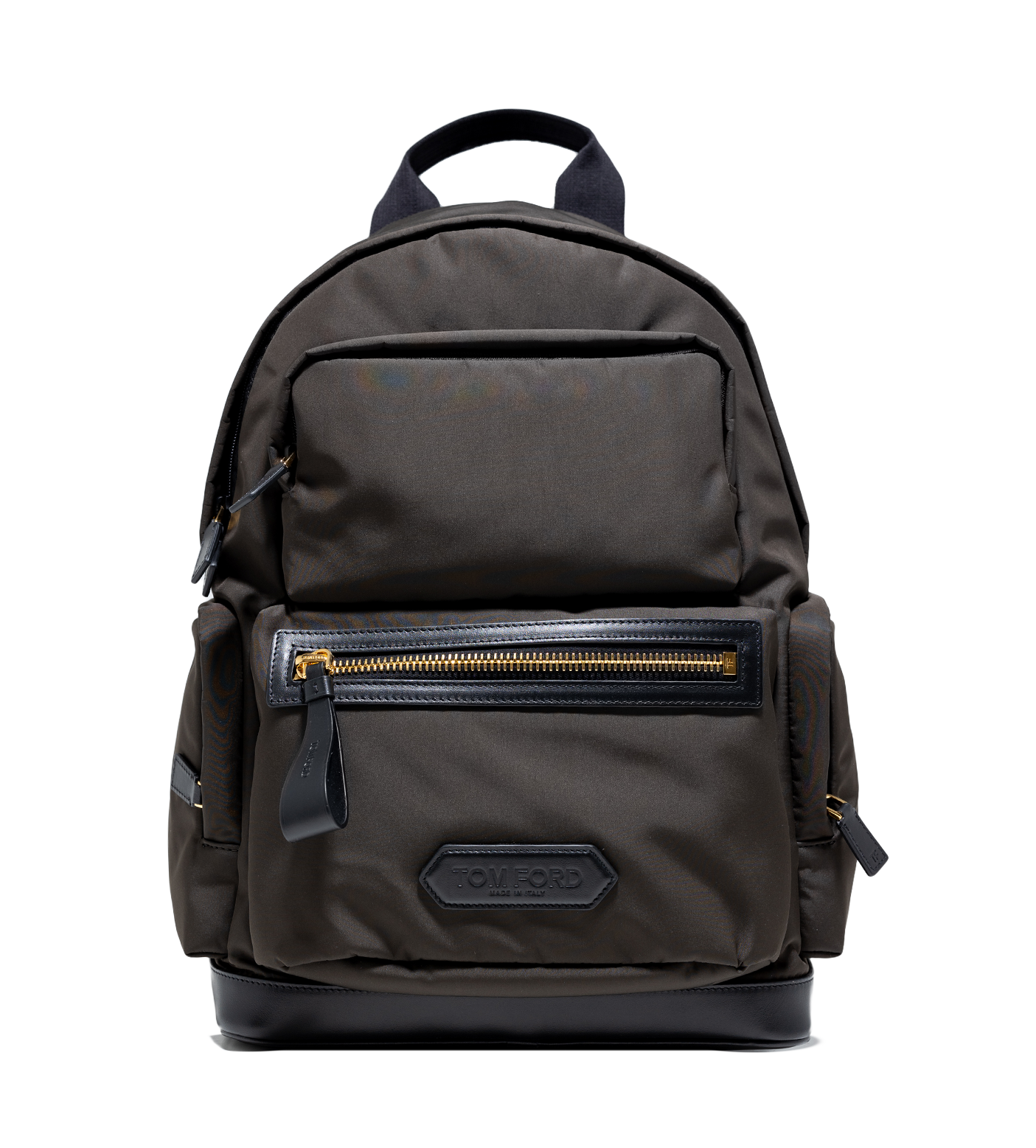 Recycled Nylon & Leather Backpack Dark Olive