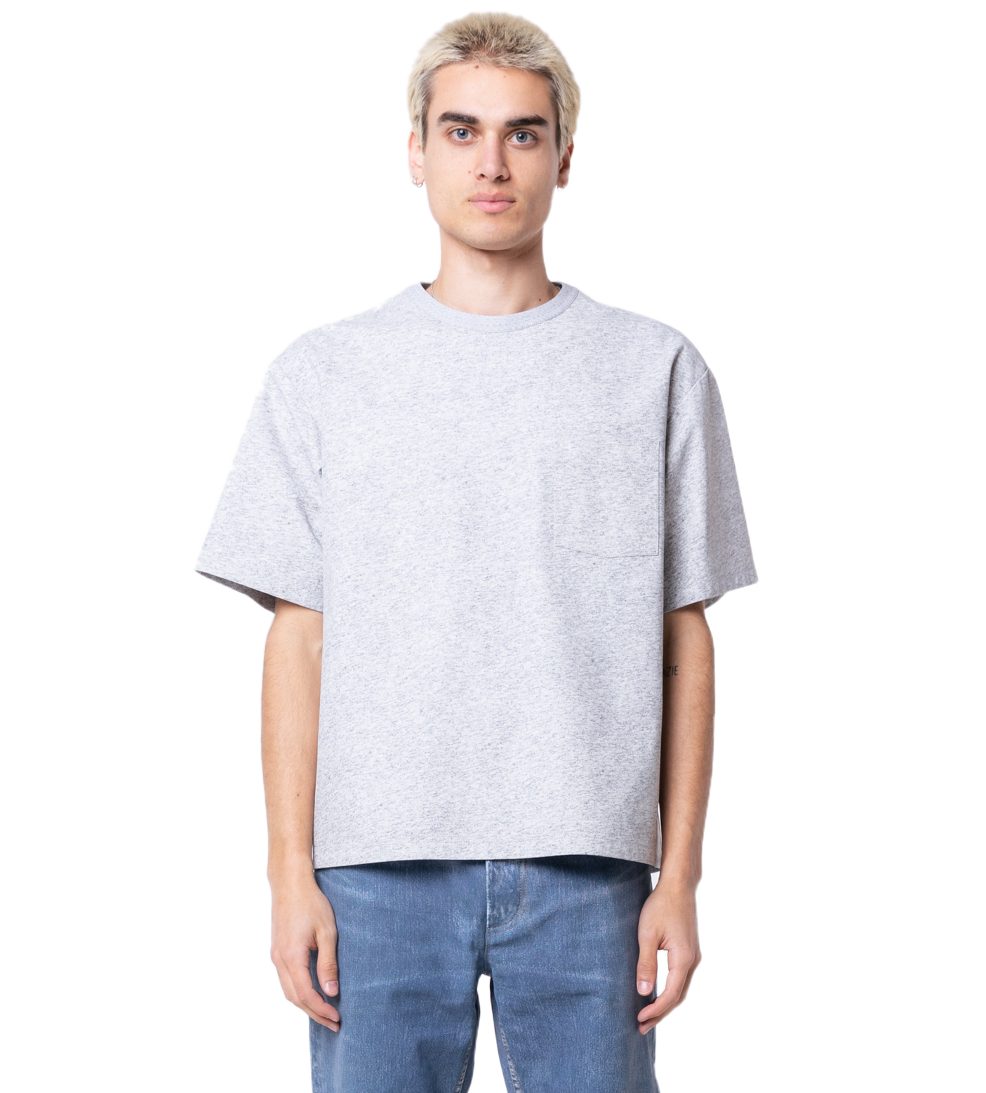 Relaxed Fit Printed Leather T-Shirt Grey