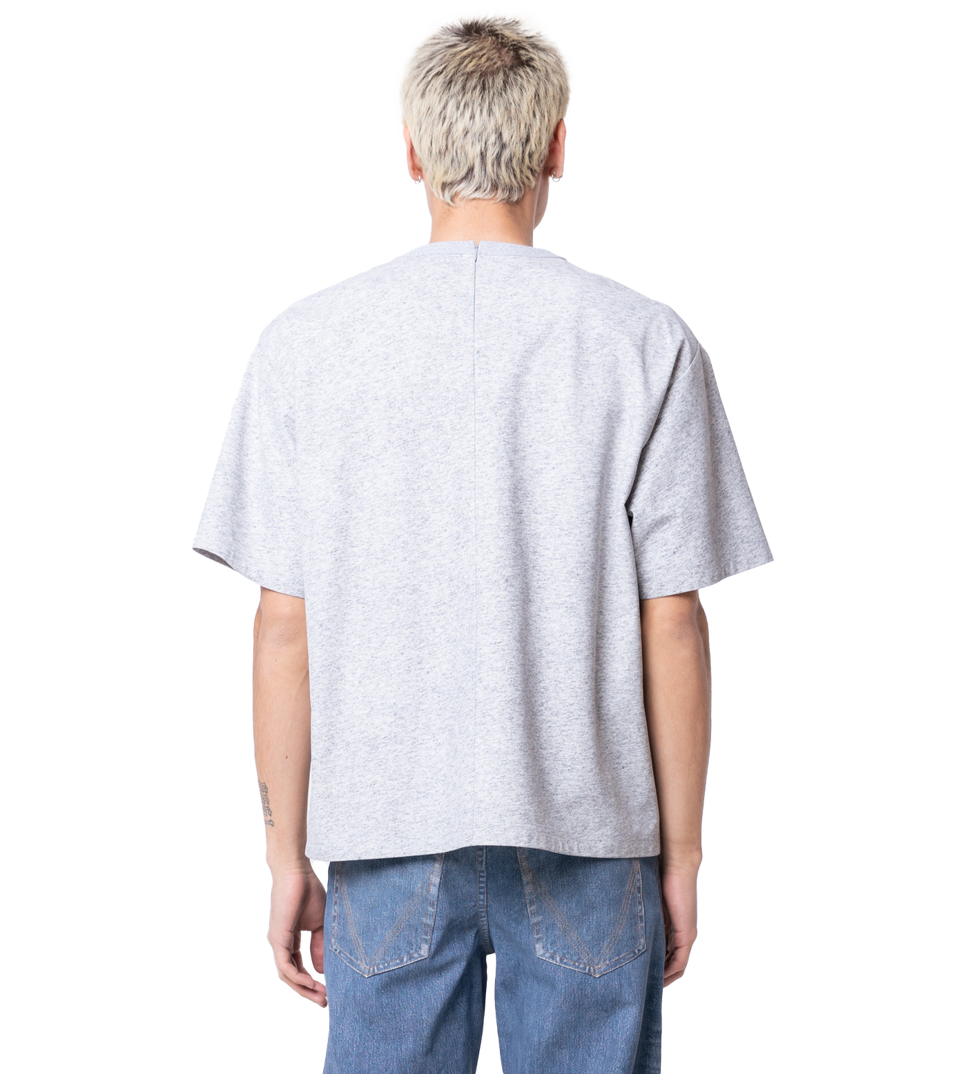 Relaxed Fit Printed Leather T-Shirt Grey