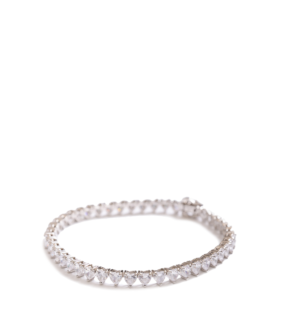 Heart Tennis Bracelet White