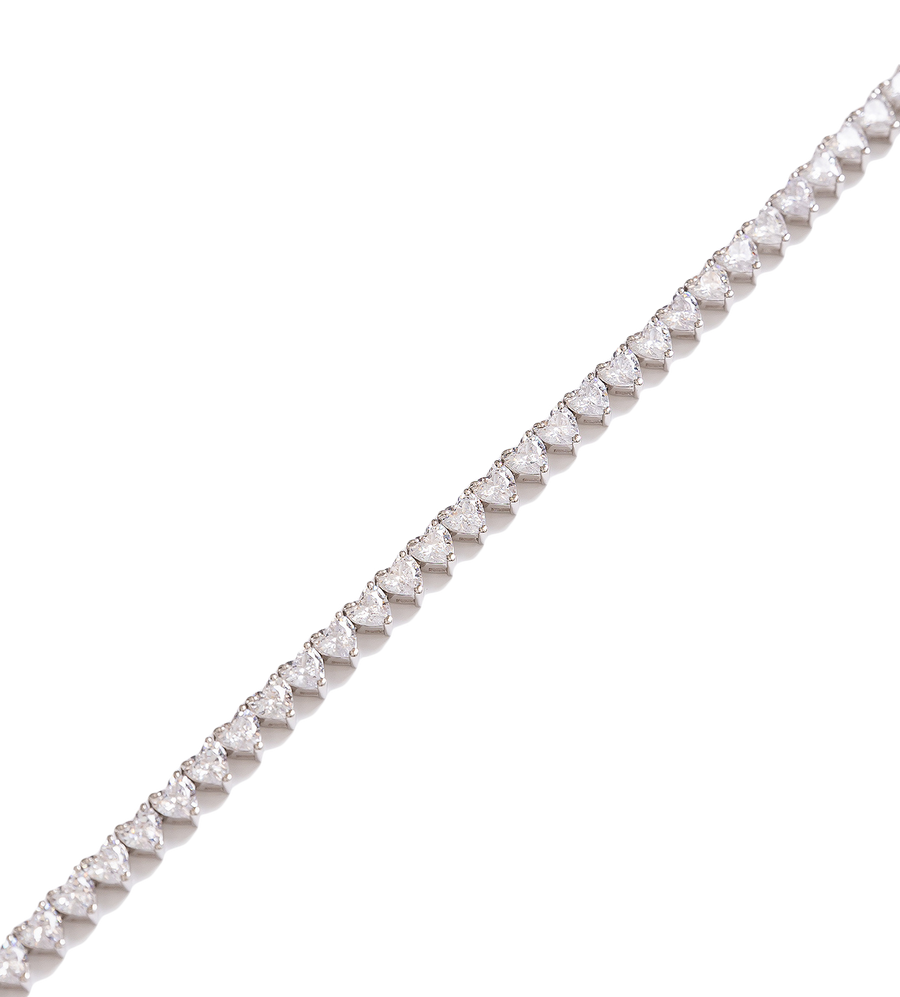Heart Tennis Bracelet White