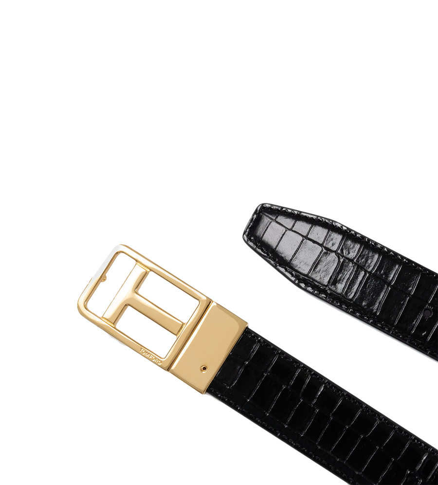 T-buckle Crocodile-embossed Belt