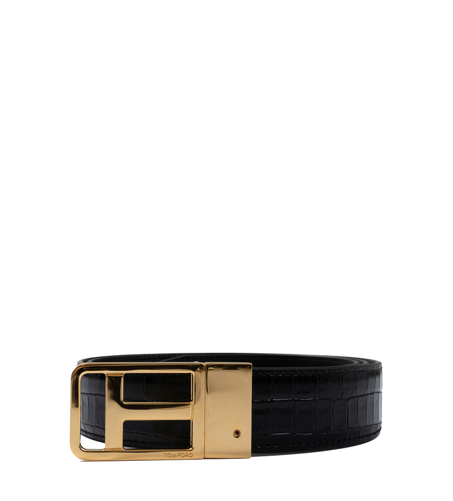 T-buckle Crocodile-embossed Belt